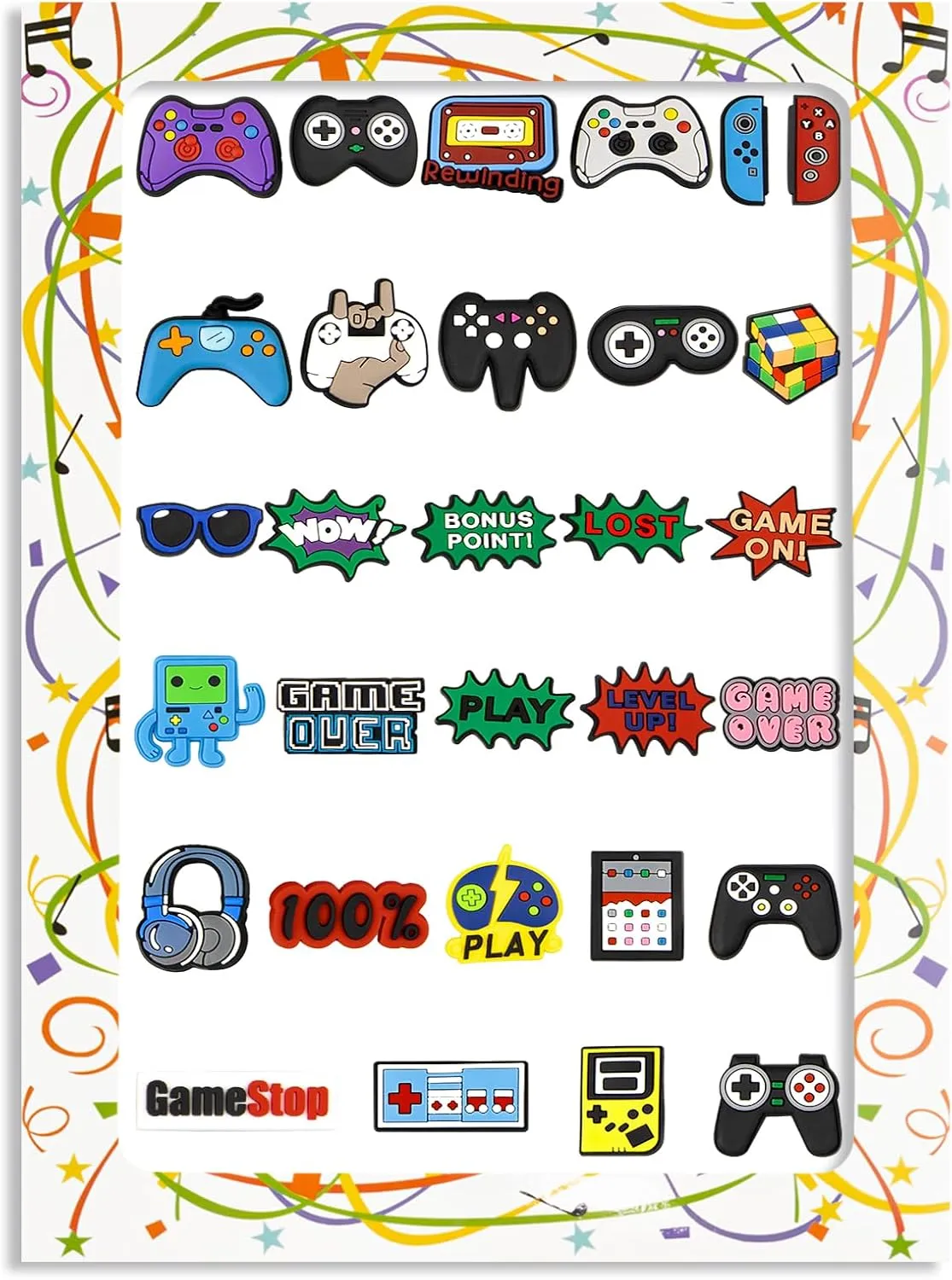 Video Game Decoration Charms, Trendy Charm Gift for Toddler Girls Kids Teens Women Adults