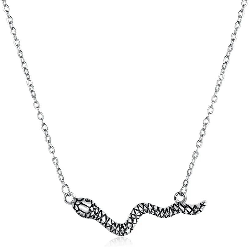 Vintage Gothic Snake Necklace for Women Men Retro Punk Goth Style Snake Pendant Halloween Jewelry Gift