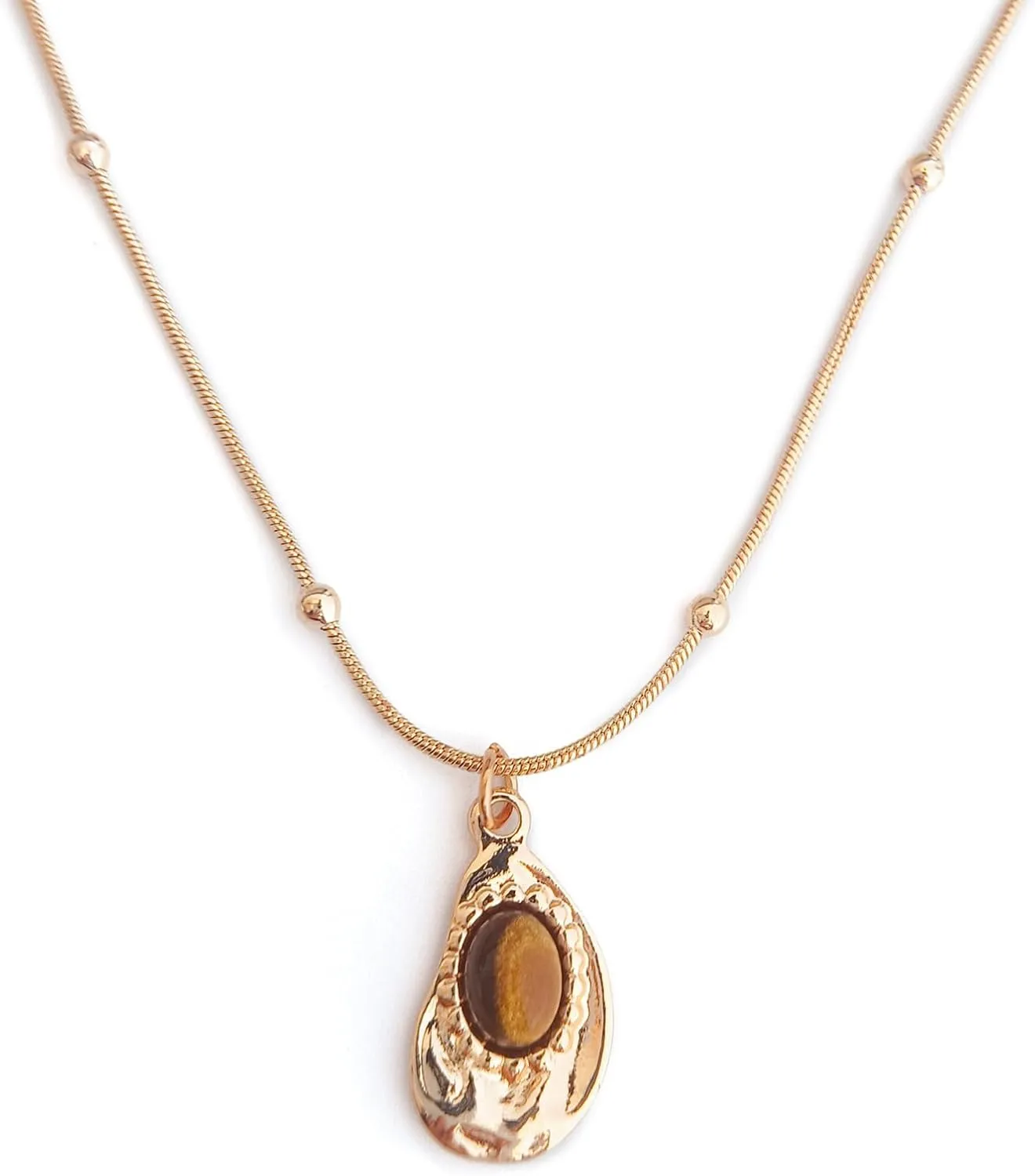 vintage-Inspired gold-tone alloy necklace cat's eye stone pendant necklace elegance and mystique jewelry accessory for women