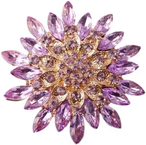 Vintage Rhinestone Sunflower Brooch Pin Stylish Crystal Flower Shape Brooch Pin Elegant Clothing Hat Bag Accessories Jewerly for Women