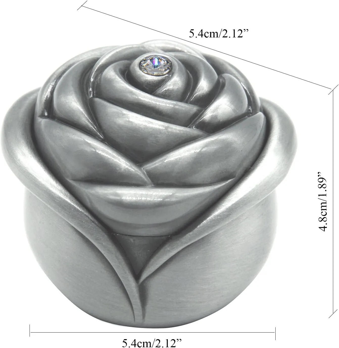 Vintage Rose Flower Style Antique Women Trinket Jewelry Gift Box Necklace Earrings Ring Storage Case, Sliver, Small