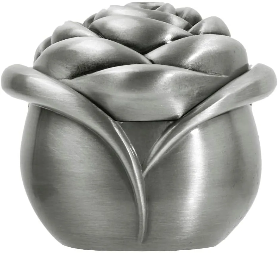 Vintage Rose Flower Style Antique Women Trinket Jewelry Gift Box Necklace Earrings Ring Storage Case, Sliver, Small