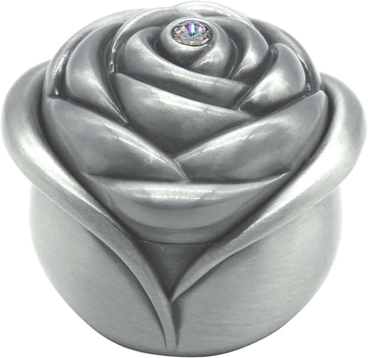 Vintage Rose Flower Style Antique Women Trinket Jewelry Gift Box Necklace Earrings Ring Storage Case, Sliver, Small