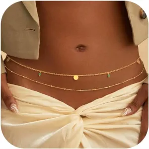 VIROMY Gold Waist Beads Chain for Women Waterproof Belly Chain Body Belt Chain Beach Accessories Body Women's Jewelry