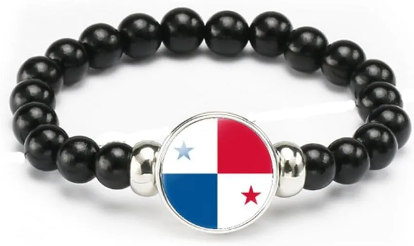 vmcoatdu National Flag Bracelet Elastic Rope Beaded Bracelet Support Your Country Travel Souvenir Gifts for Men Women