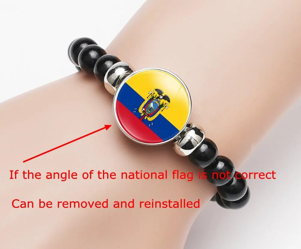 vmcoatdu National Flag Bracelet Elastic Rope Beaded Bracelet Support Your Country Travel Souvenir Gifts for Men Women