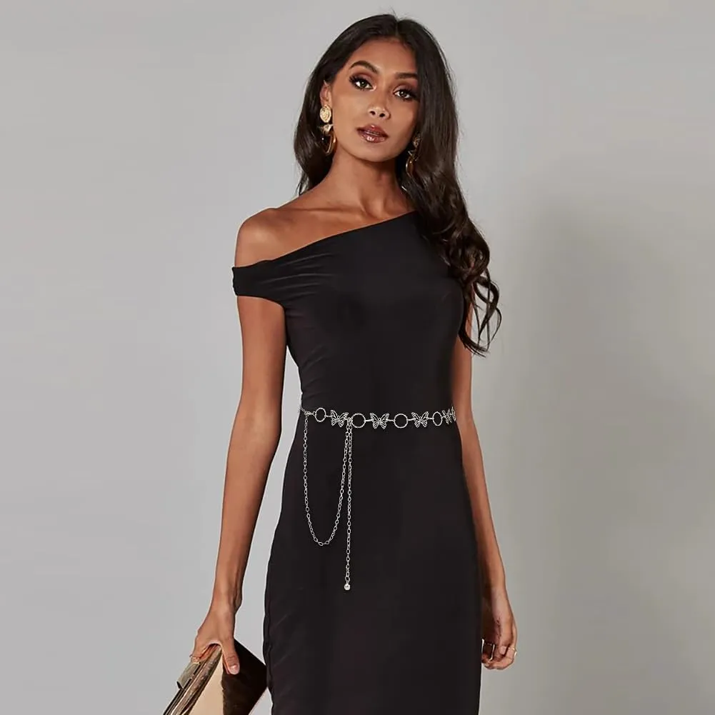 Waist Chain for Women Adjustable Belt Body Belly Chain for Dresses Jeans