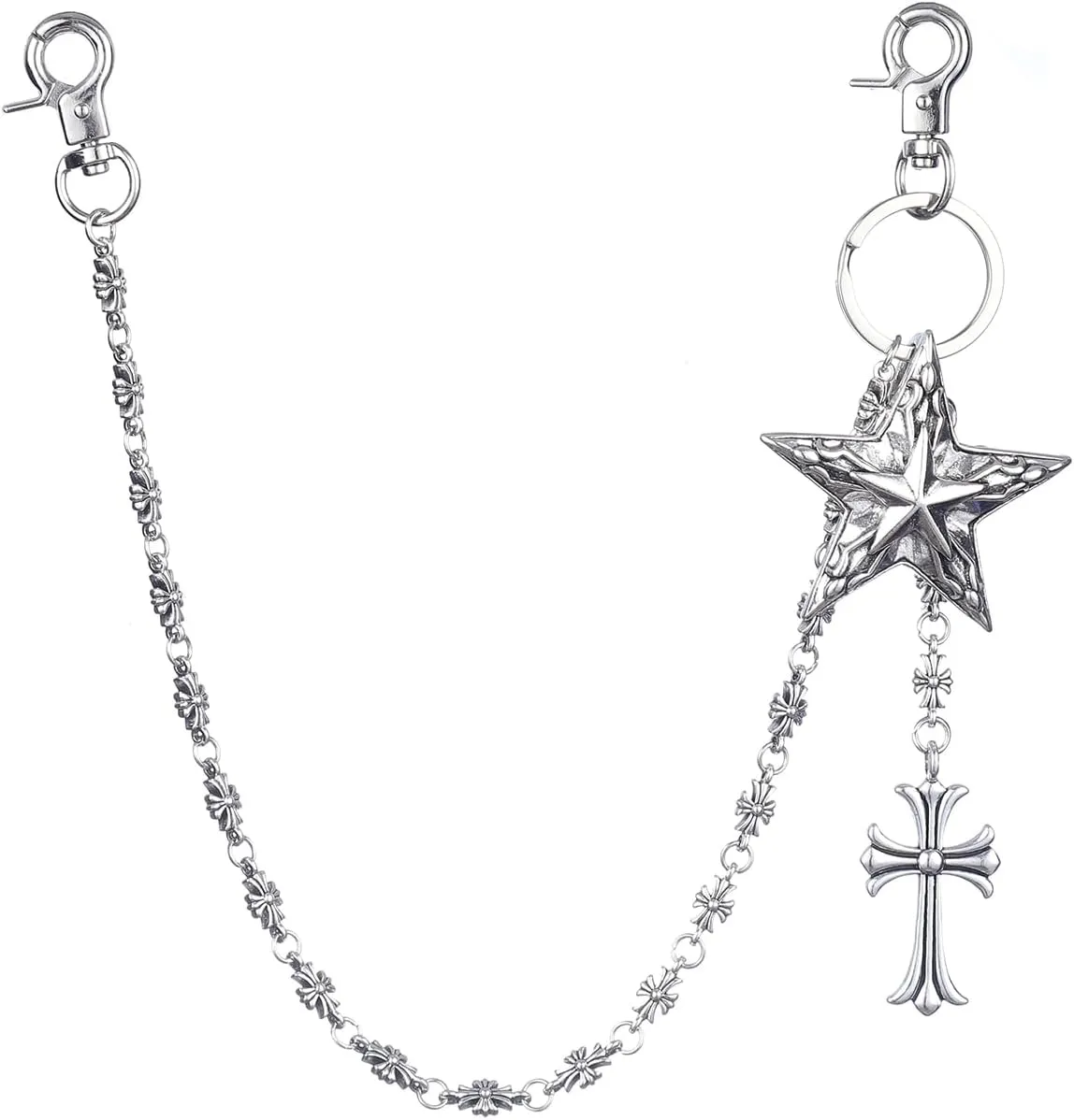 Wallet Chain for Men & Women - Durable Cross Pants Chain Biker Jeans Keychain for Heavy Accessories Punk Hip Hop Style (G)