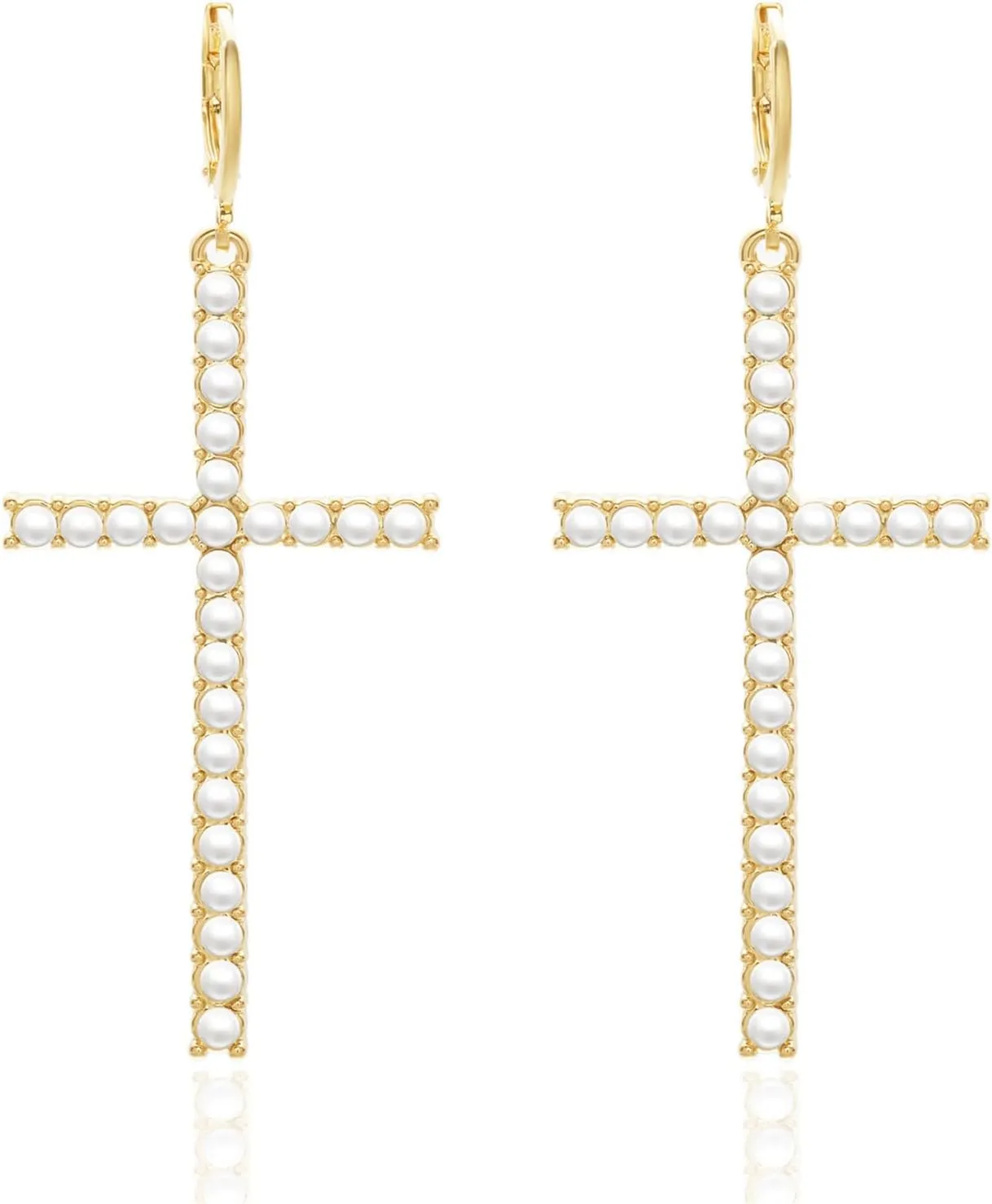 WCRAZYE 14K Gold Plated Drop Cross Drop Dangle Earrings for Women Trendy Gold Cross Earrings Cute Dainty Cubic Zirconia Small Cross Earrings Fashion Jewelry Gift