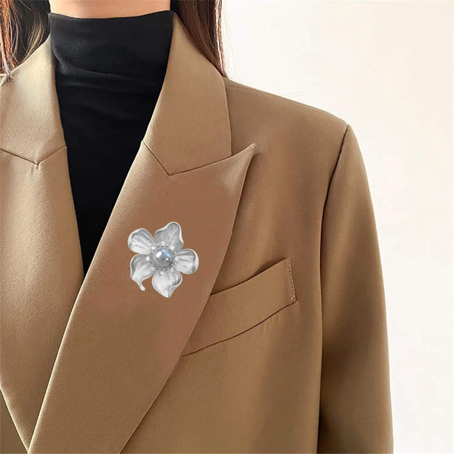 WCRAZYE Yellow Flower White Pearl Brooch for Women Girls - Gold Autumn Flower Pins for Mother, Wife, GF - Wedding, Bridal, Bouquet, Party Charm - Christmas, Valentine's Day