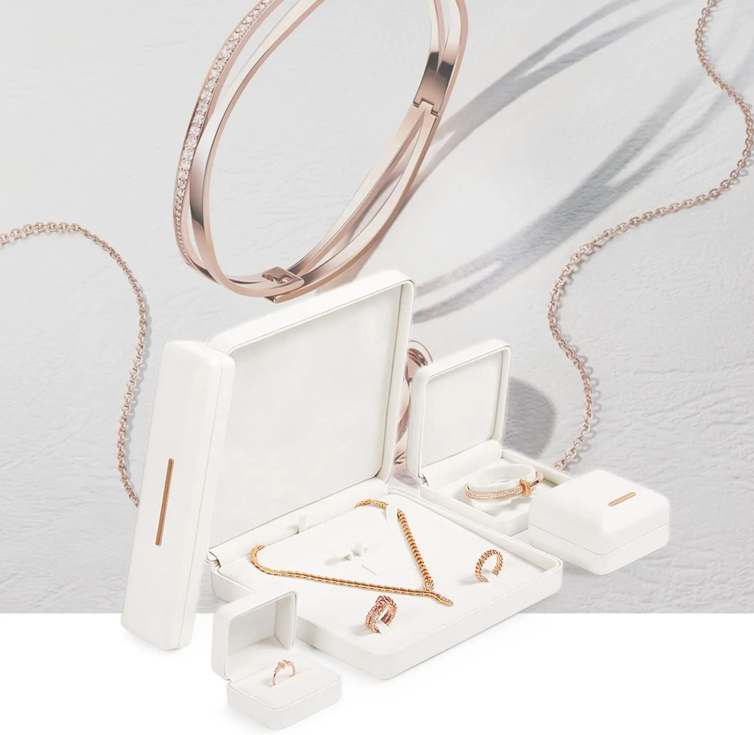 White PU Leather Bracelet Gift Box Jewelry Bracelet Bangle Packaging Case Box