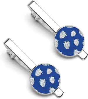 White Strawberry 1 Pair Tie Clips Necktie Bar Pinch Clip for Wedding Business