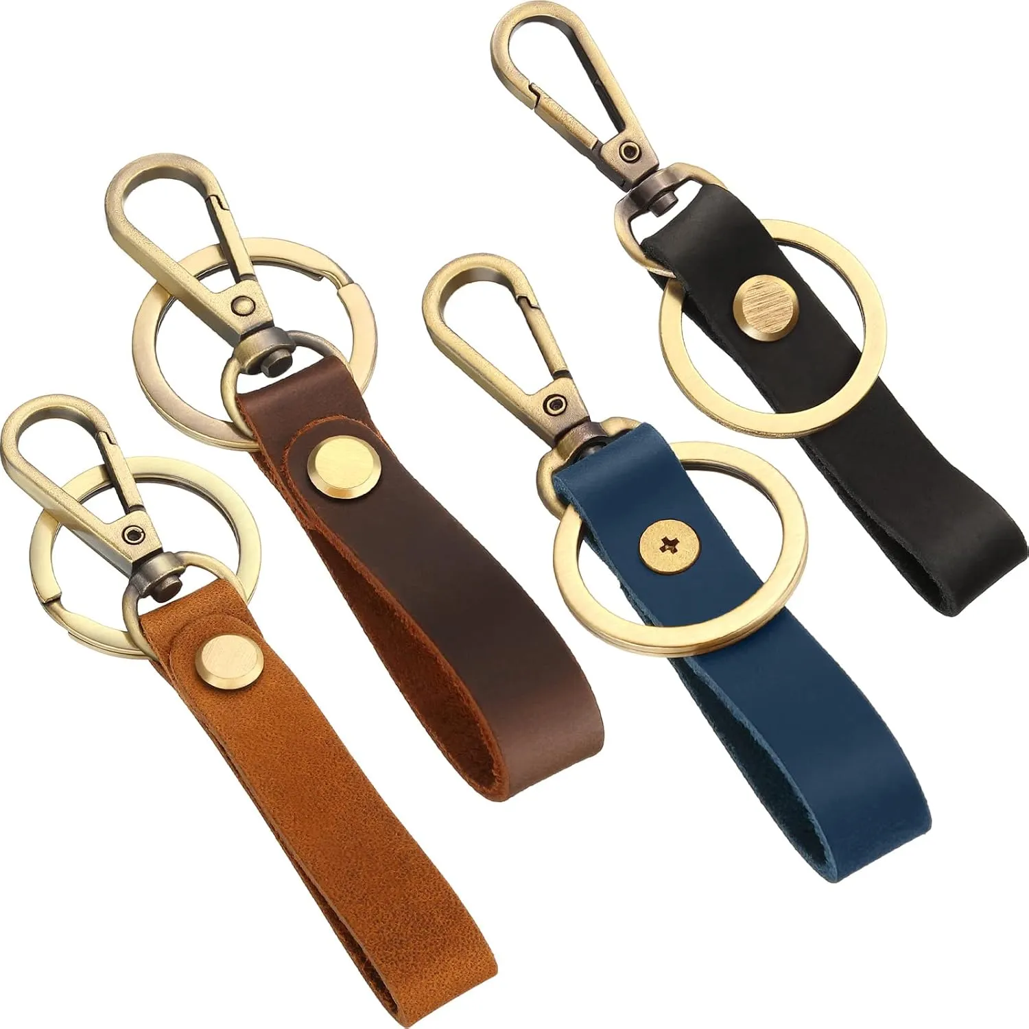 WILLBOND 4 Pieces Leather Valet Keychain Leather Key Chain with Belt Loop Clip for Keys