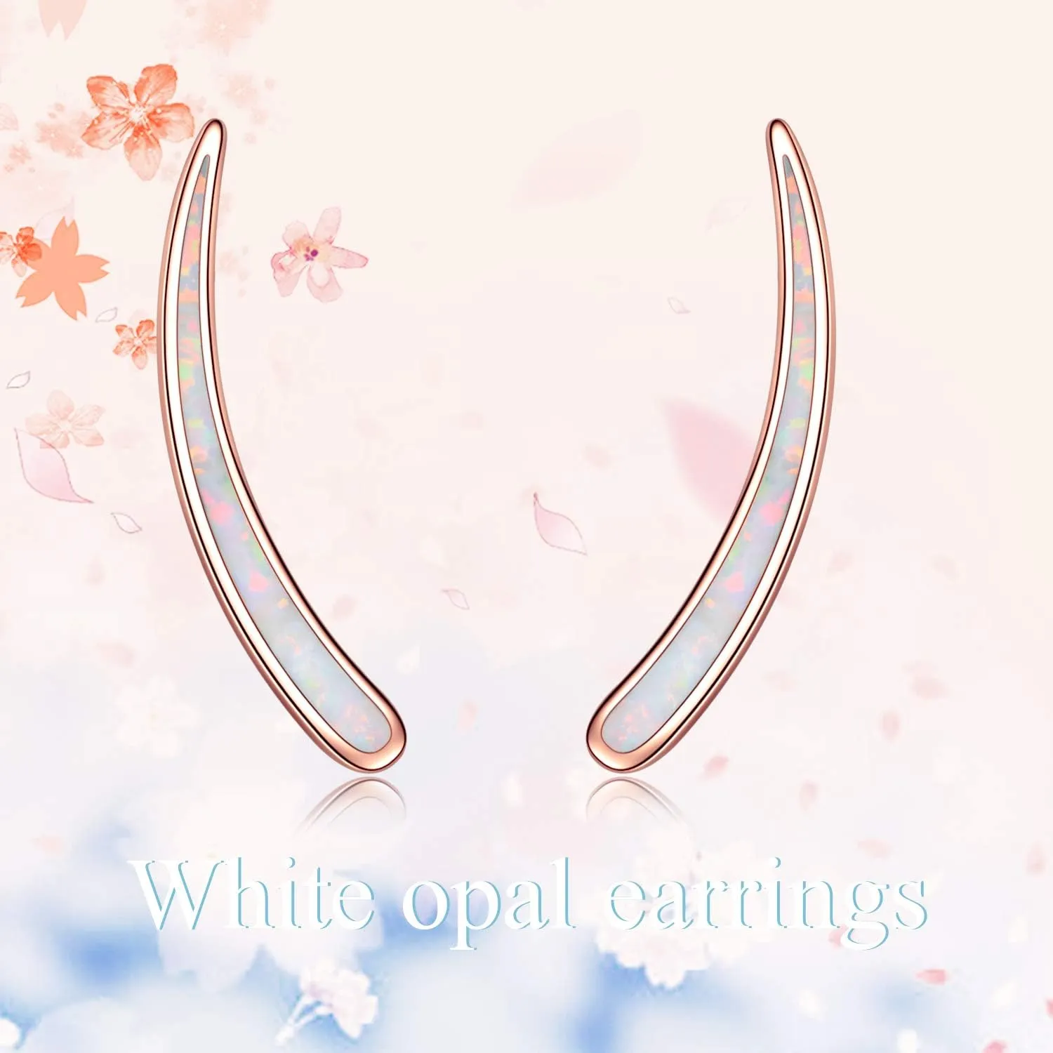 WINNICACA 925 Sterling Silver Ear Climbers Earrings for Women Created Opal Earrings for Women Hypoallergenic Crawler Earrings Jewelry Gifts for Mom Wife