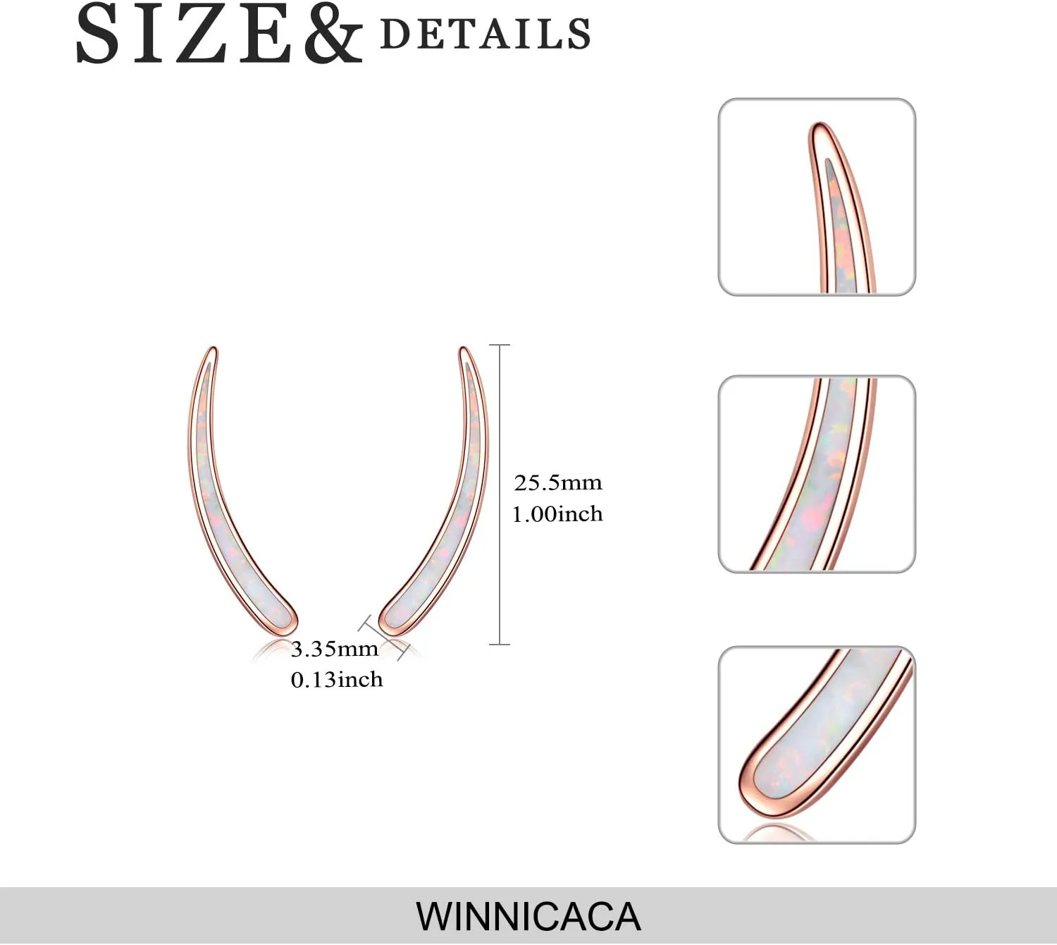 WINNICACA 925 Sterling Silver Ear Climbers Earrings for Women Created Opal Earrings for Women Hypoallergenic Crawler Earrings Jewelry Gifts for Mom Wife