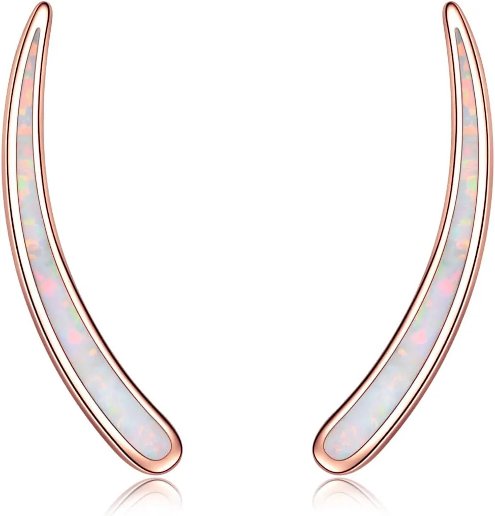 WINNICACA 925 Sterling Silver Ear Climbers Earrings for Women Created Opal Earrings for Women Hypoallergenic Crawler Earrings Jewelry Gifts for Mom Wife