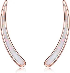 WINNICACA 925 Sterling Silver Ear Climbers Earrings for Women Created Opal Earrings for Women Hypoallergenic Crawler Earrings Jewelry Gifts for Mom Wife