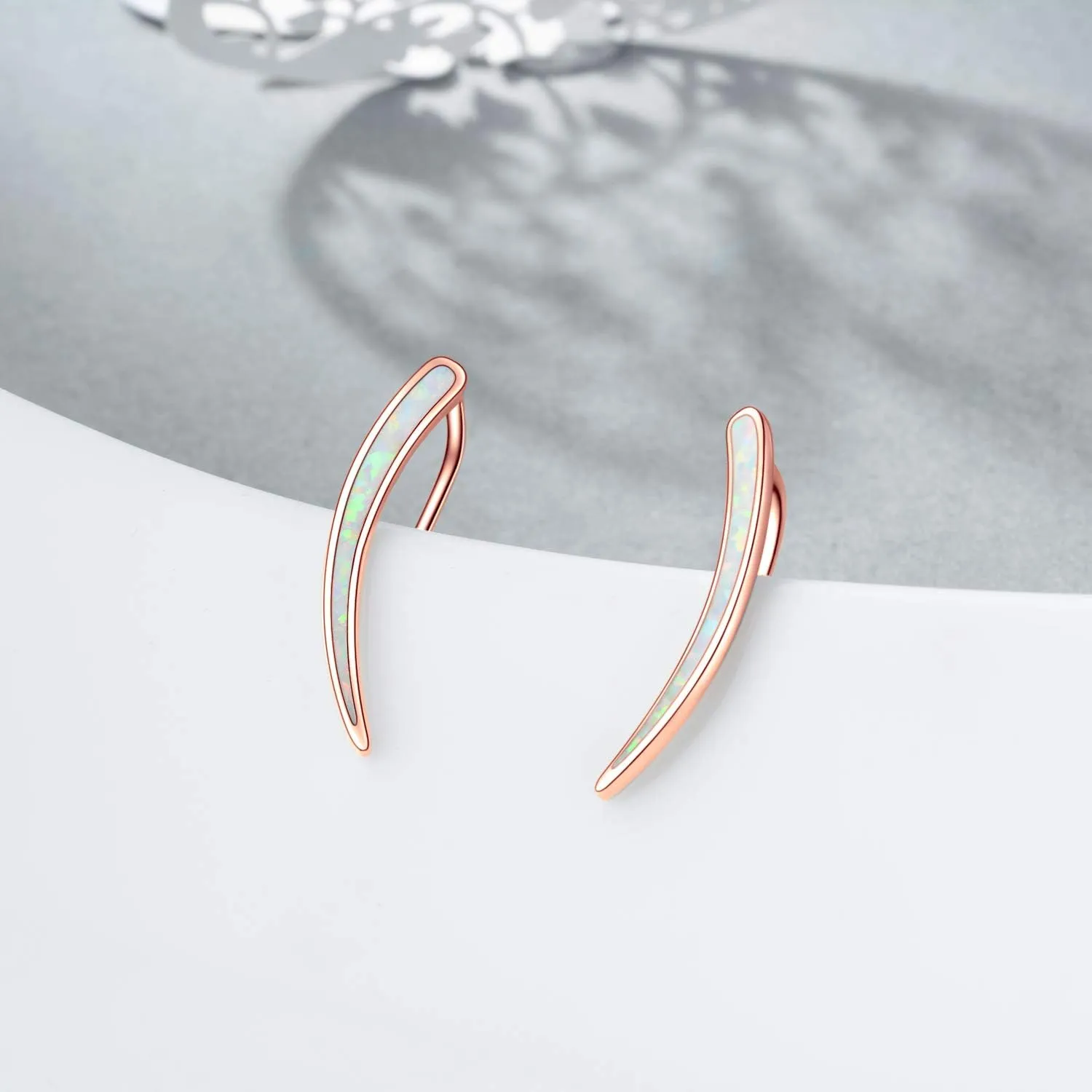 WINNICACA 925 Sterling Silver Ear Climbers Earrings for Women Created Opal Earrings for Women Hypoallergenic Crawler Earrings Jewelry Gifts for Mom Wife