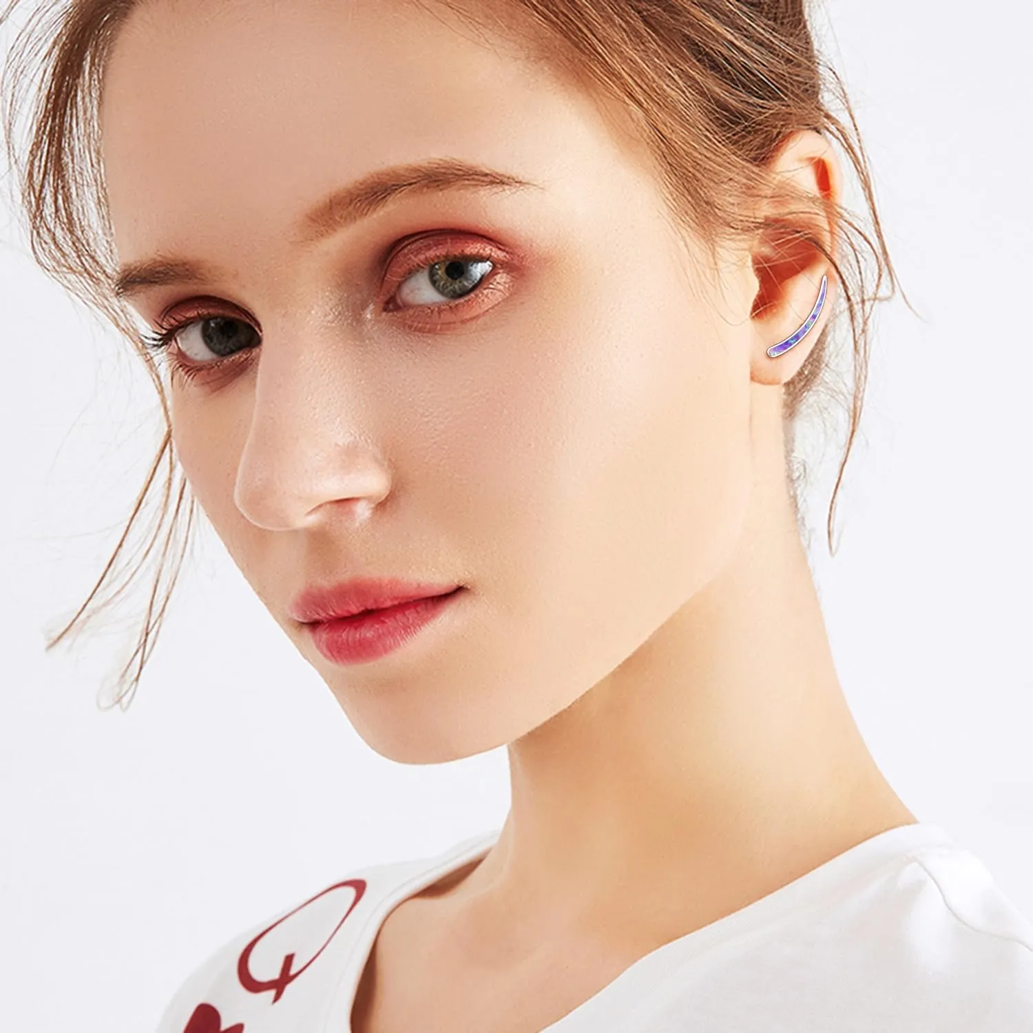 WINNICACA 925 Sterling Silver Ear Climbers Earrings for Women Created Opal Earrings for Women Hypoallergenic Crawler Earrings Jewelry Gifts for Mom Wife
