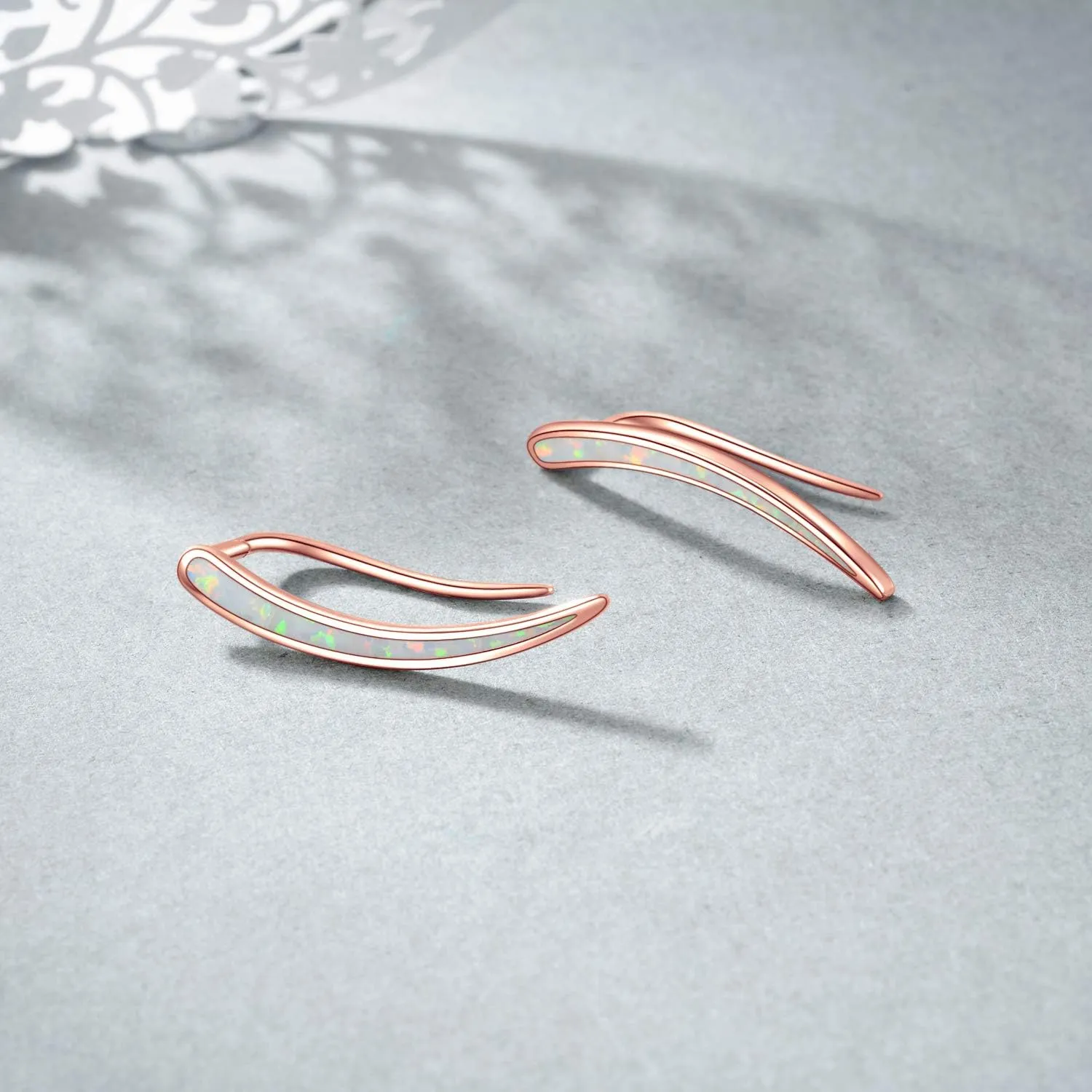 WINNICACA 925 Sterling Silver Ear Climbers Earrings for Women Created Opal Earrings for Women Hypoallergenic Crawler Earrings Jewelry Gifts for Mom Wife