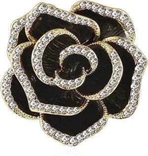 Women Camellia Flower Pearl Enamel Brooch Pins for Ladies Jewelry Fashion