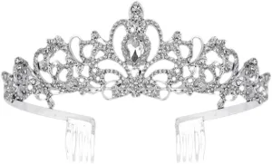 Women Kids Tiara Crowns with Comb Pins Imitation Crystal Glitter Rhinestone Headband Wedding Bridal Prom Party Jewelry Headpiece