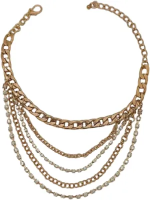 Women Western Fashion Anklet Boot Chain Bracelet Gold Metal Shoe Back Side Wave Multi Strand Charm