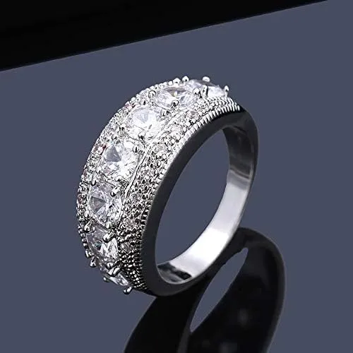 Women's 925 Sterling Silver Plated Round Created Pink Topaz & Amethyst Vintage Style Ring
