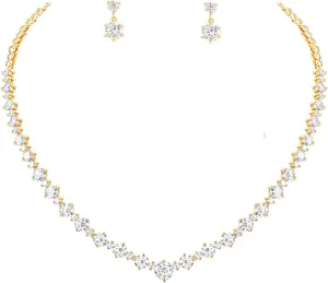 Women's Bridal Jewelry Set for Wedding Brides Bridesmaids, Elegant Prom Costume Necklace and Earring Jewelry Set for Women Evening Wear
