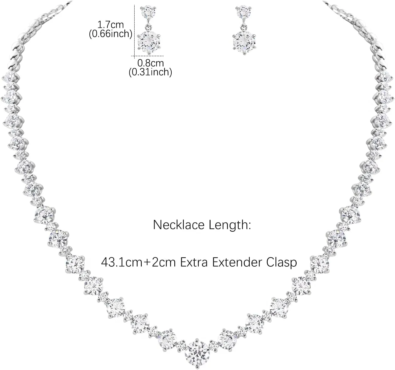 Women's Bridal Jewelry Set for Wedding Brides Bridesmaids, Elegant Prom Costume Necklace and Earring Jewelry Set for Women Evening Wear