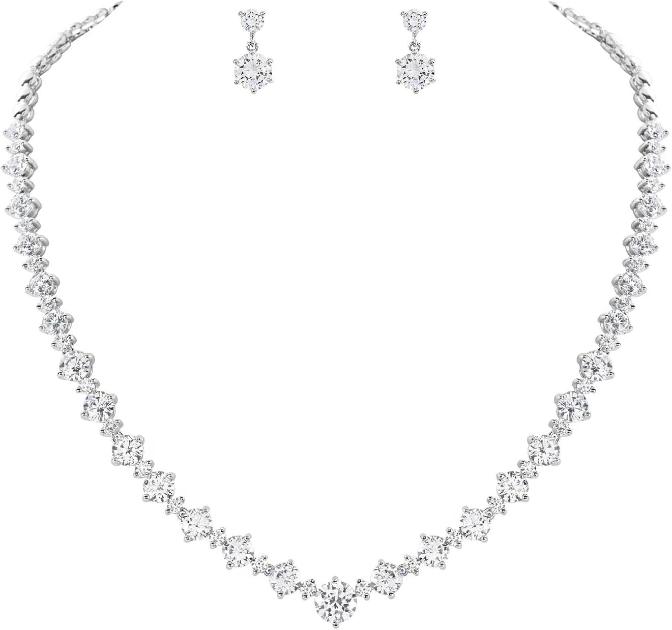Women's Bridal Jewelry Set for Wedding Brides Bridesmaids, Elegant Prom Costume Necklace and Earring Jewelry Set for Women Evening Wear