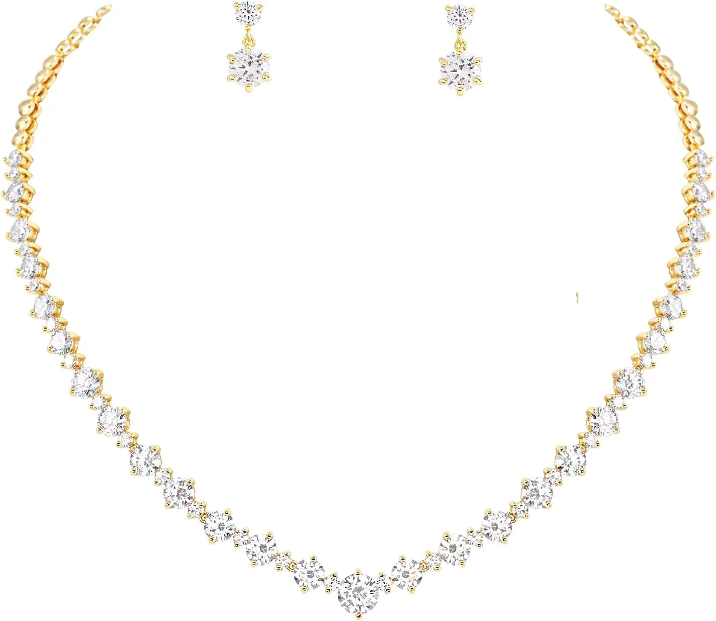 Women's Bridal Jewelry Set for Wedding Brides Bridesmaids, Elegant Prom Costume Necklace and Earring Jewelry Set for Women Evening Wear