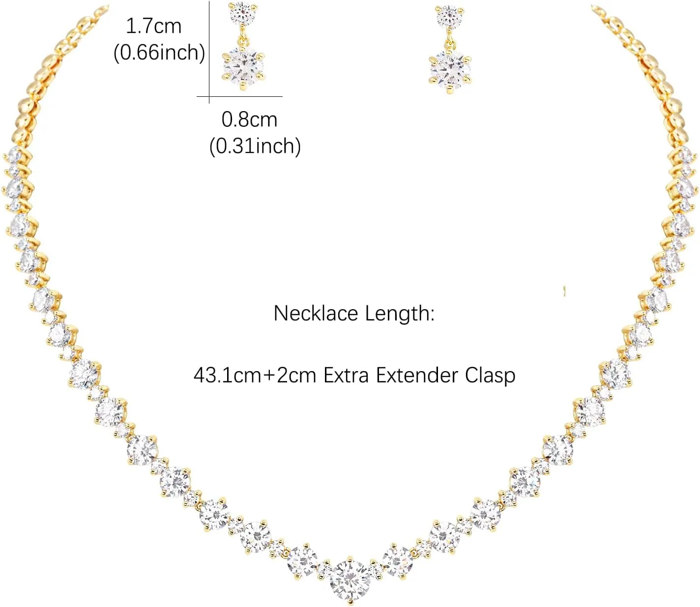 Women's Bridal Jewelry Set for Wedding Brides Bridesmaids, Elegant Prom Costume Necklace and Earring Jewelry Set for Women Evening Wear