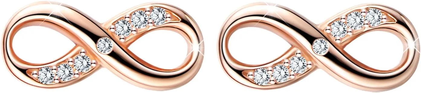 Women's Earrings 925 Sterling Silver Infinity Symbol Stud Ear Jackets Earings Rose Gold Plated