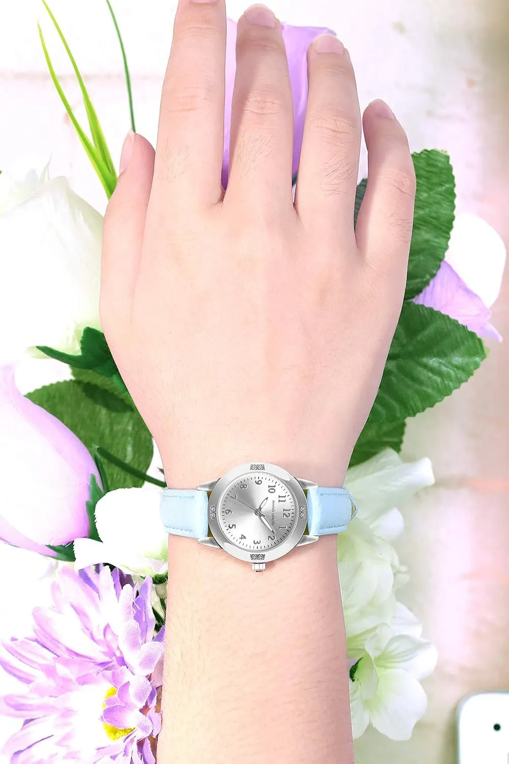 Women's Leather Band Quartz Movement Waterproof Business Classic Analog Watch with Genuine Leather Stainless Steel Band Elegant Ladies Watch