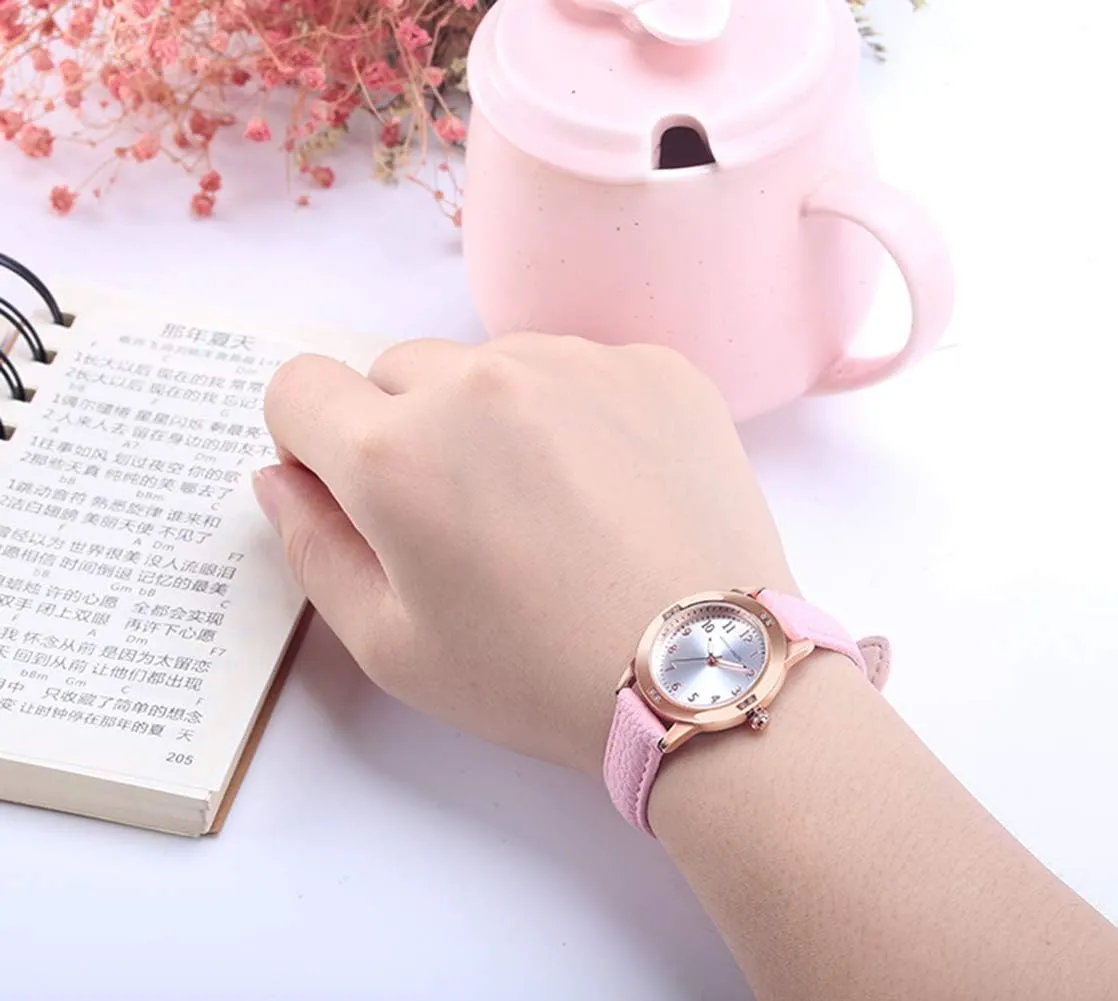 Women's Leather Band Quartz Movement Waterproof Business Classic Analog Watch with Genuine Leather Stainless Steel Band Elegant Ladies Watch
