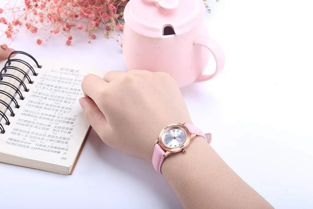 Women's Leather Band Quartz Movement Waterproof Business Classic Analog Watch with Genuine Leather Stainless Steel Band Elegant Ladies Watch