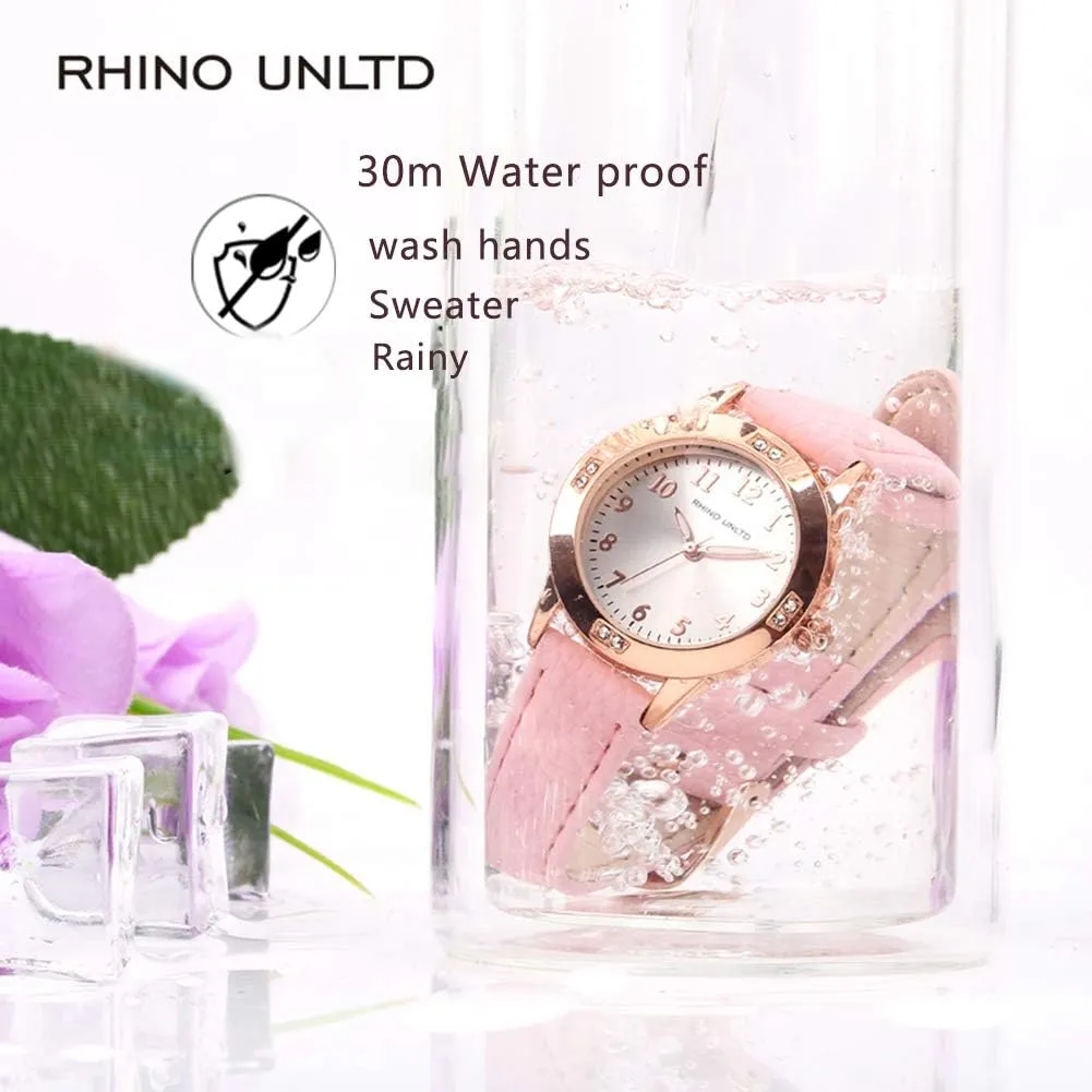 Women's Leather Band Quartz Movement Waterproof Business Classic Analog Watch with Genuine Leather Stainless Steel Band Elegant Ladies Watch