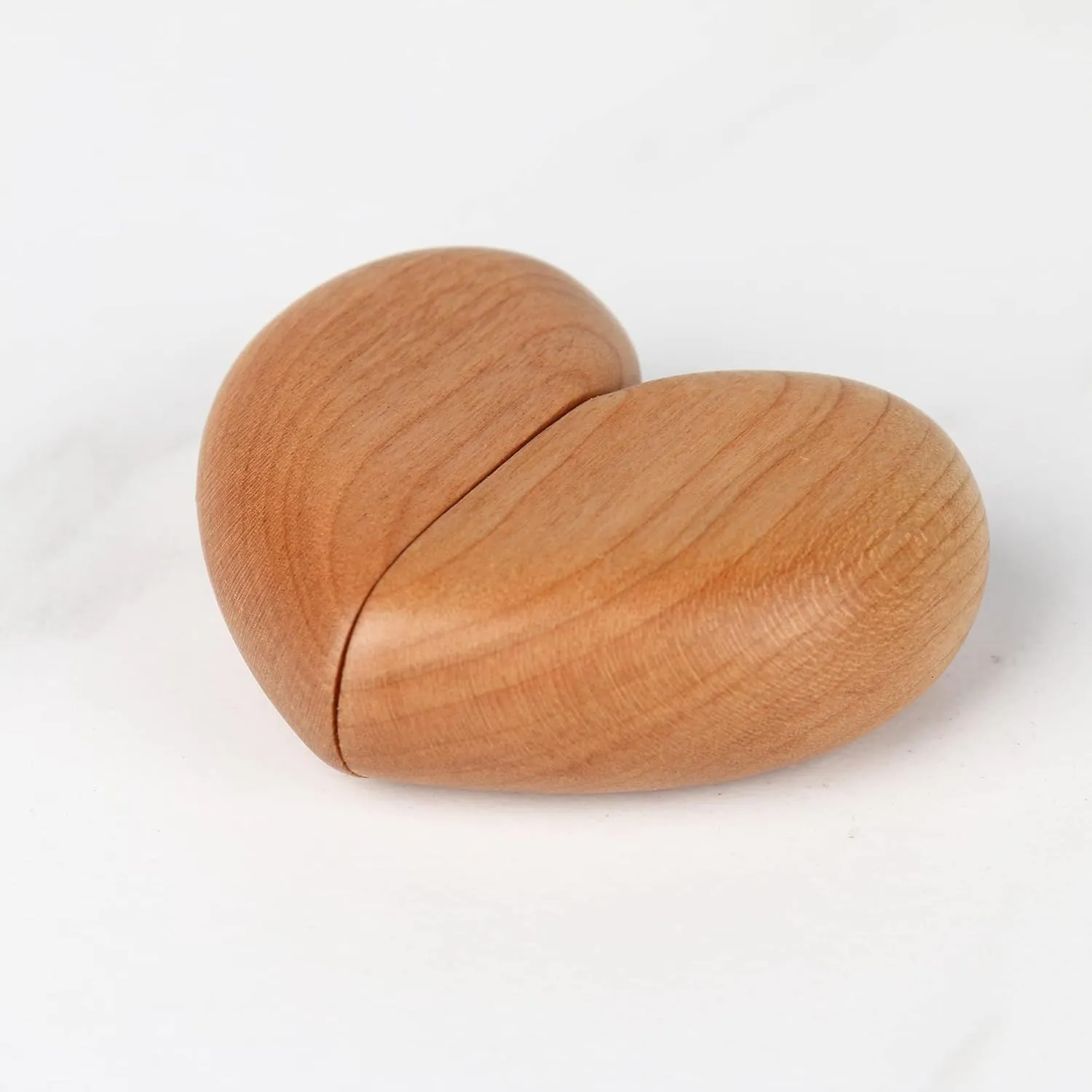 Wooden Heart-Shaped Ring Box for Wedding, Proposal, Engagement - Wood Case Holder Gift (True Love Eternal Cherry)