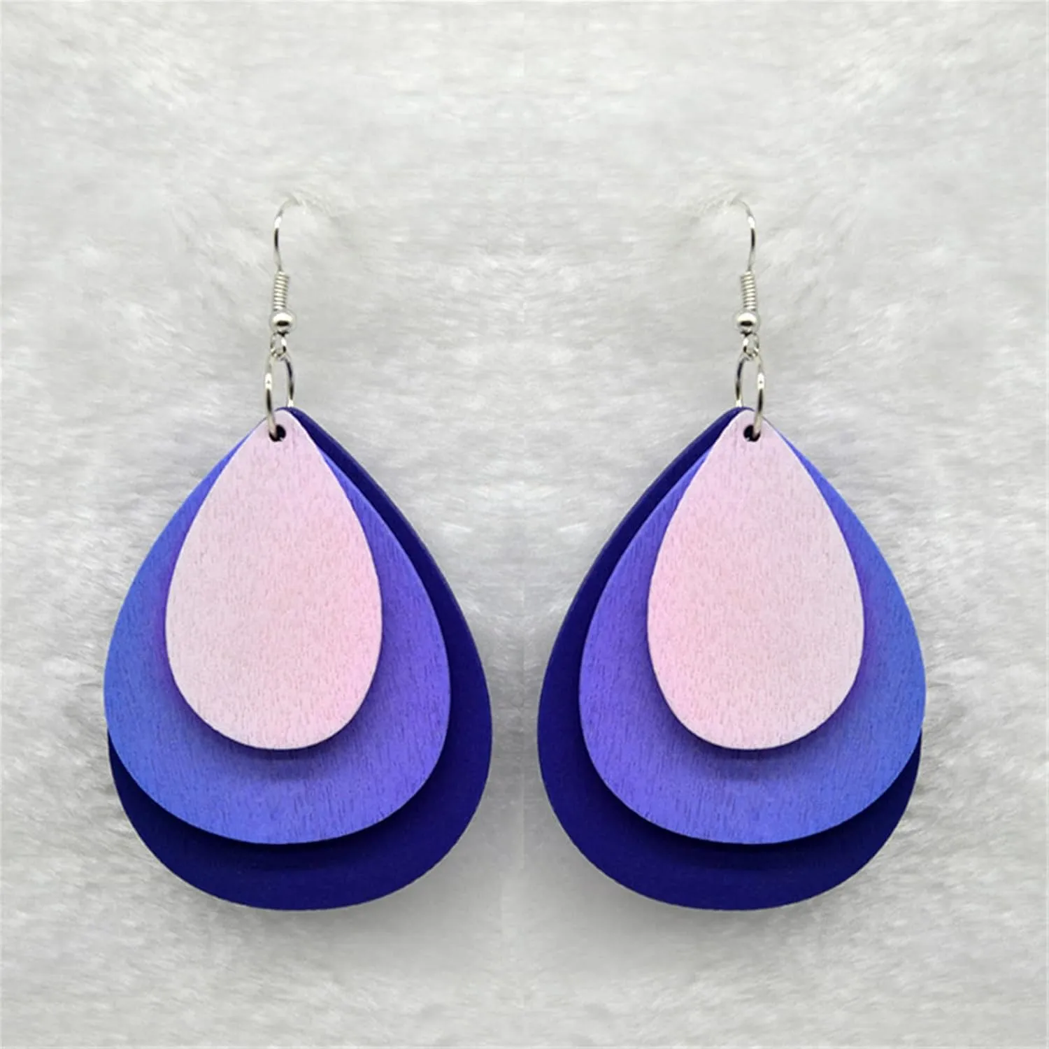 Wooden Hoop Earrings for Women Retro Black African Bohemian Wood Teardrop Geometric Lightweight Dangle Drop Earrings