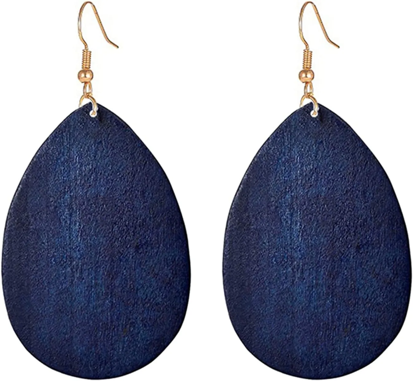 Wooden Hoop Earrings for Women Retro Black African Bohemian Wood Teardrop Geometric Lightweight Dangle Drop Earrings