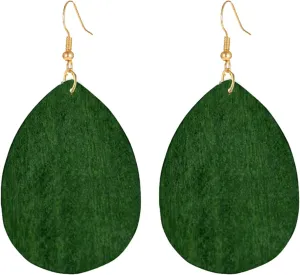 Wooden Hoop Earrings for Women Retro Black African Bohemian Wood Teardrop Geometric Lightweight Dangle Drop Earrings