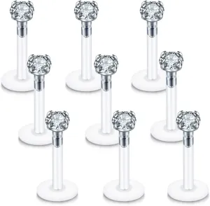 Xpircn 16G 18G Labret Monroe Lip Rings Nose Helix Tragus Earring Studs Piercing Jewelry 9PCS