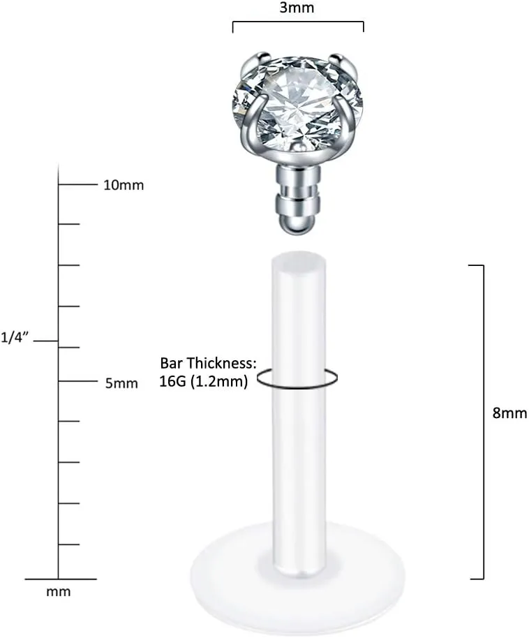 Xpircn 16G 18G Labret Monroe Lip Rings Nose Helix Tragus Earring Studs Piercing Jewelry 9PCS
