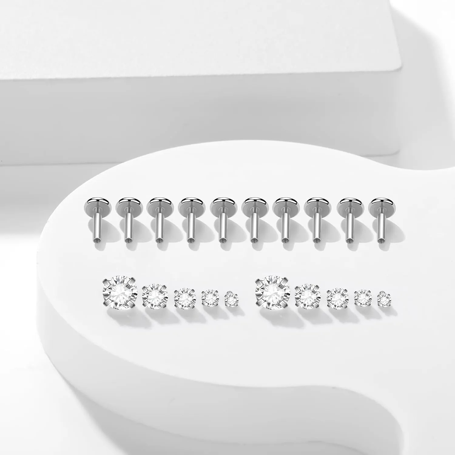 Xpircn 18G 16G Nose Rings Studs Stainless Steel Internally Threaded Labret Medusa Lip Rings Tragus Earrings Studs Piercing Jewelry