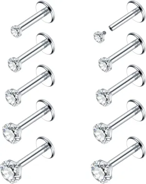 Xpircn 18G 16G Nose Rings Studs Stainless Steel Internally Threaded Labret Medusa Lip Rings Tragus Earrings Studs Piercing Jewelry