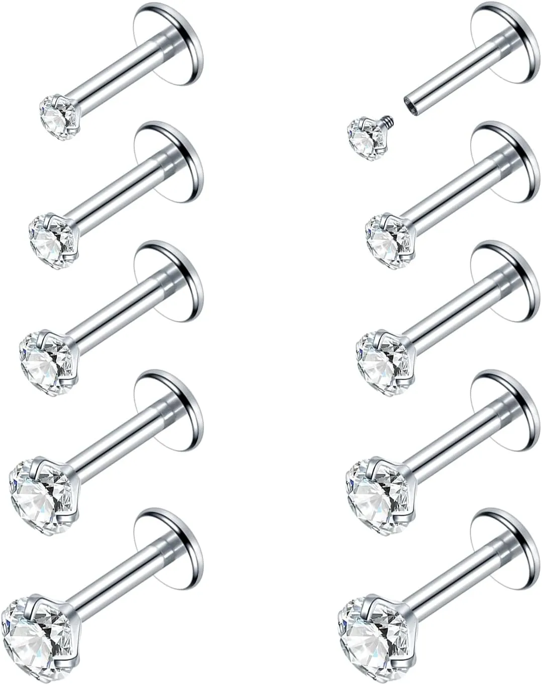 Xpircn 18G 16G Nose Rings Studs Stainless Steel Internally Threaded Labret Medusa Lip Rings Tragus Earrings Studs Piercing Jewelry