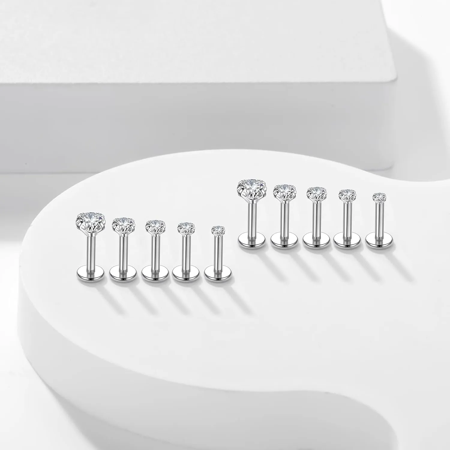 Xpircn 18G 16G Nose Rings Studs Stainless Steel Internally Threaded Labret Medusa Lip Rings Tragus Earrings Studs Piercing Jewelry