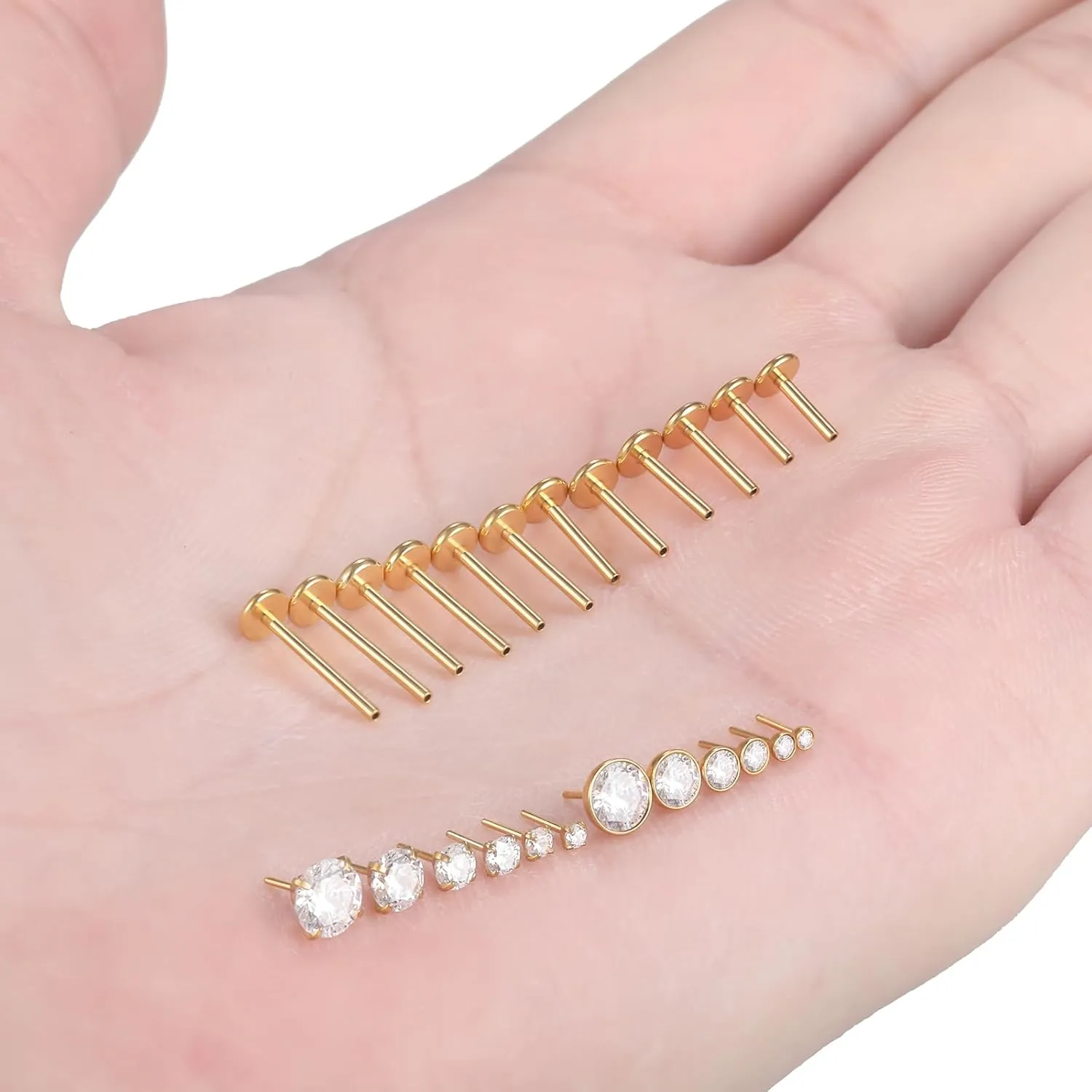 Xpircn 20G 18G 16G Threadless Push in Labret Lip Monroe Ring Nose Medusa Tragus Helix Cartilage Earrings Stud Piercing Jewelry for Women Men