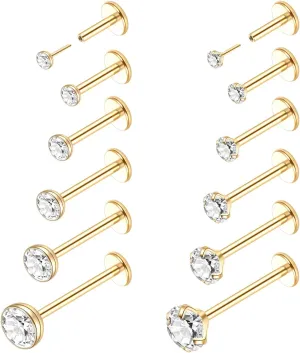 Xpircn 20G 18G 16G Threadless Push in Labret Lip Monroe Ring Nose Medusa Tragus Helix Cartilage Earrings Stud Piercing Jewelry for Women Men